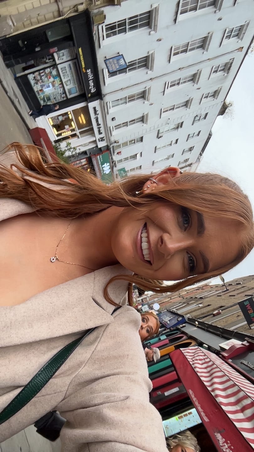 Customer photo review of Crystal Drop Hoop Earrings Gold