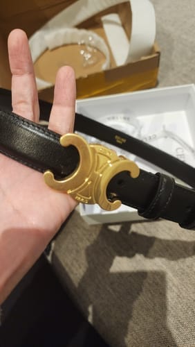 Customer photo review of MEDIUM TRIOMPHE BELT 25MM BLACK LEATHER GOLD HARDWARE