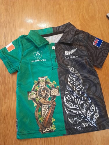 Customer photo review of Ireland Shamrock and New Zealand Fern Polo Shirt Rugby Go Shamrock vs All Black LT13