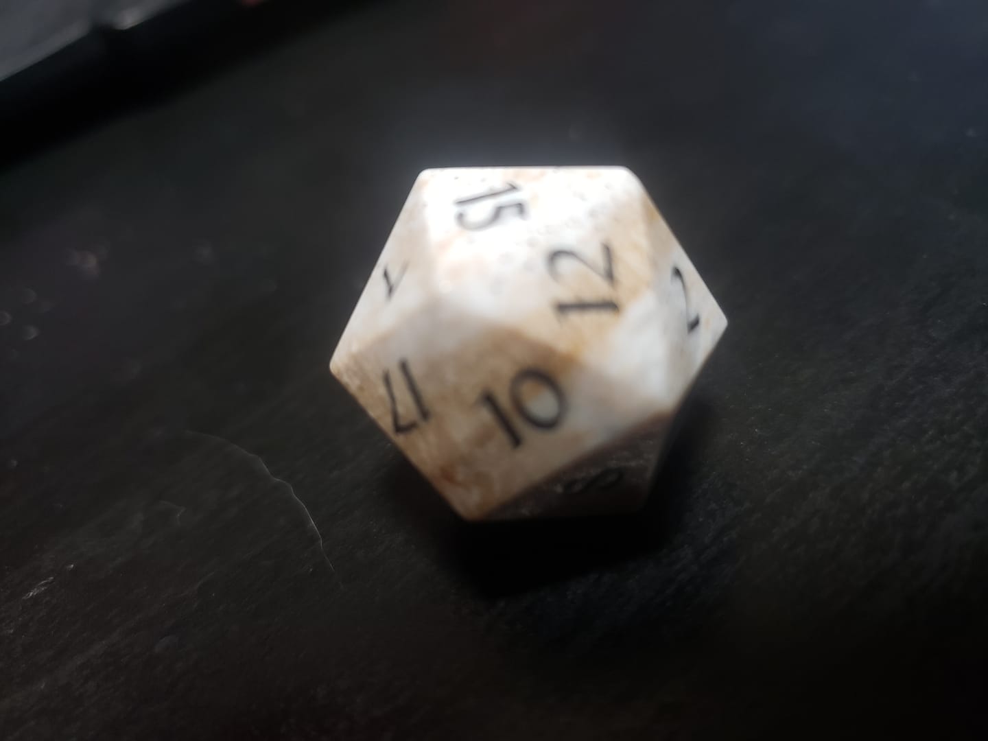 Customer photo review of URWizards D&D Petrified Wood Gemstone Engraved Dice Set(Limited edition)