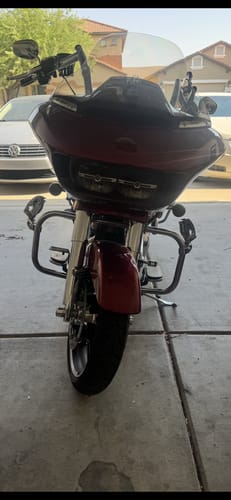 Customer photo review of HR3 Velocity Red Sunglo 2016S Vented Lower Fairing Kit With 6.5" Speaker Pods For Harley Touring models 2014-2024