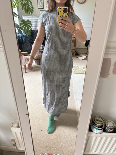 Customer photo review of Su Xin 素馨 Jasmine 1930s Striped Cap Sleeve Qipao