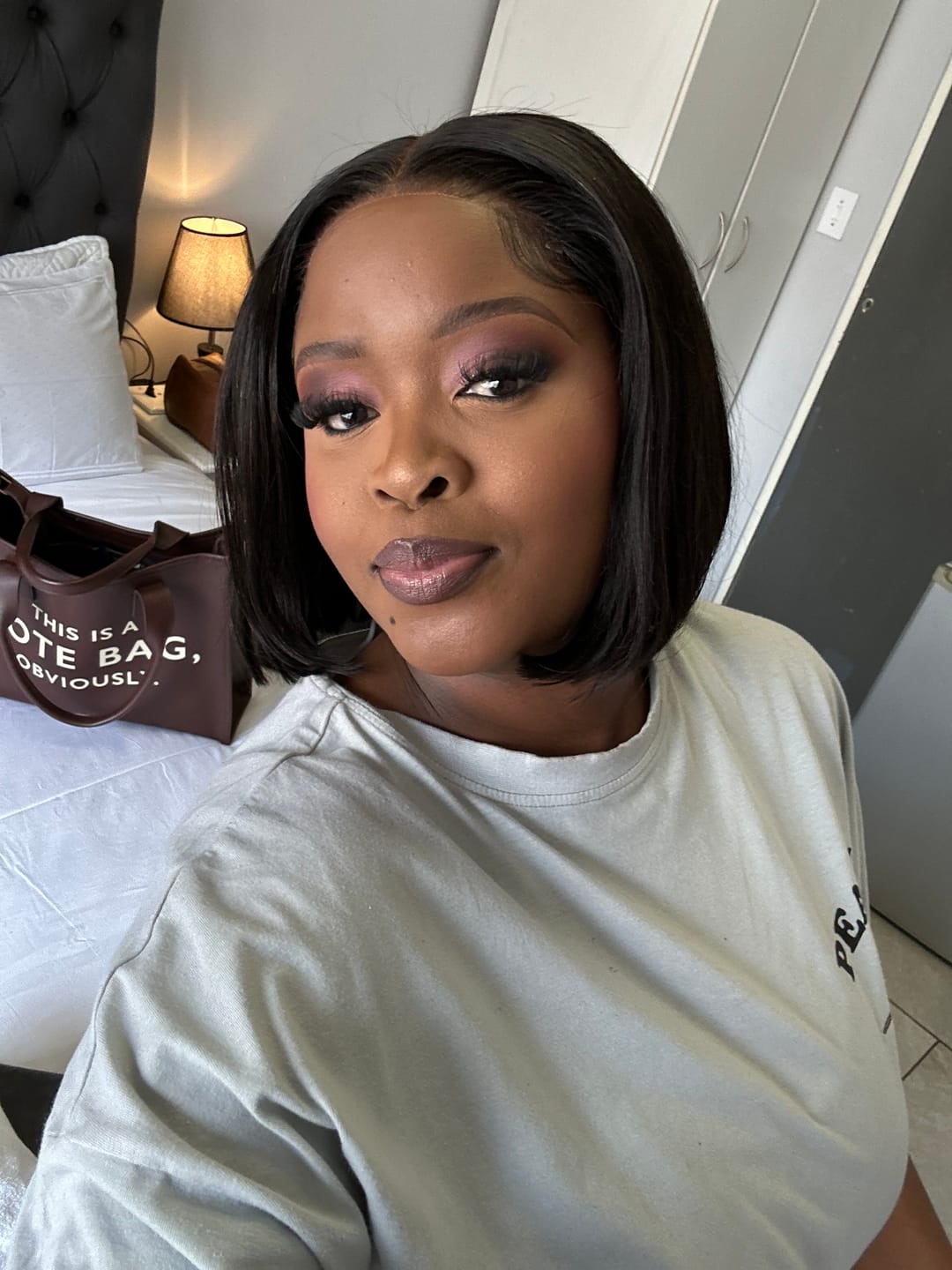 Customer photo review of Double Drawn Glue-less Pre- Bleached Bob 8 Inch - 14 Inch With 5 X 5 Closure