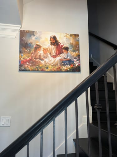 Customer photo review of Jesus With Children Faith Wall Art II