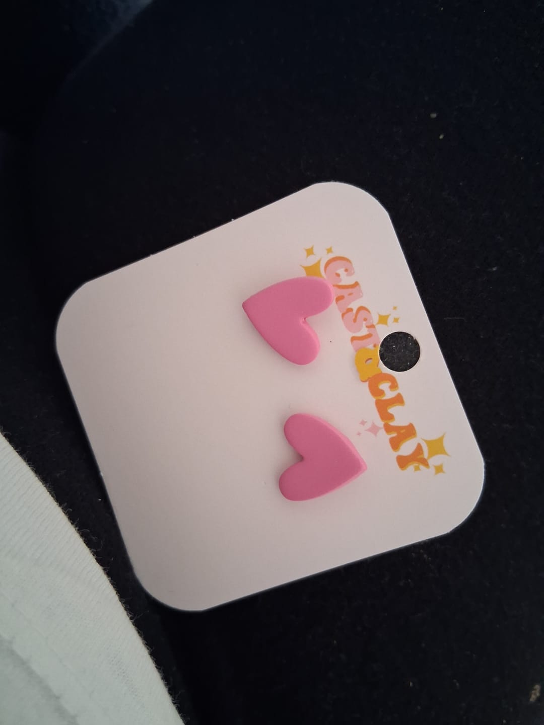 Customer photo review of Wee Heart Studs | Cast & Clay