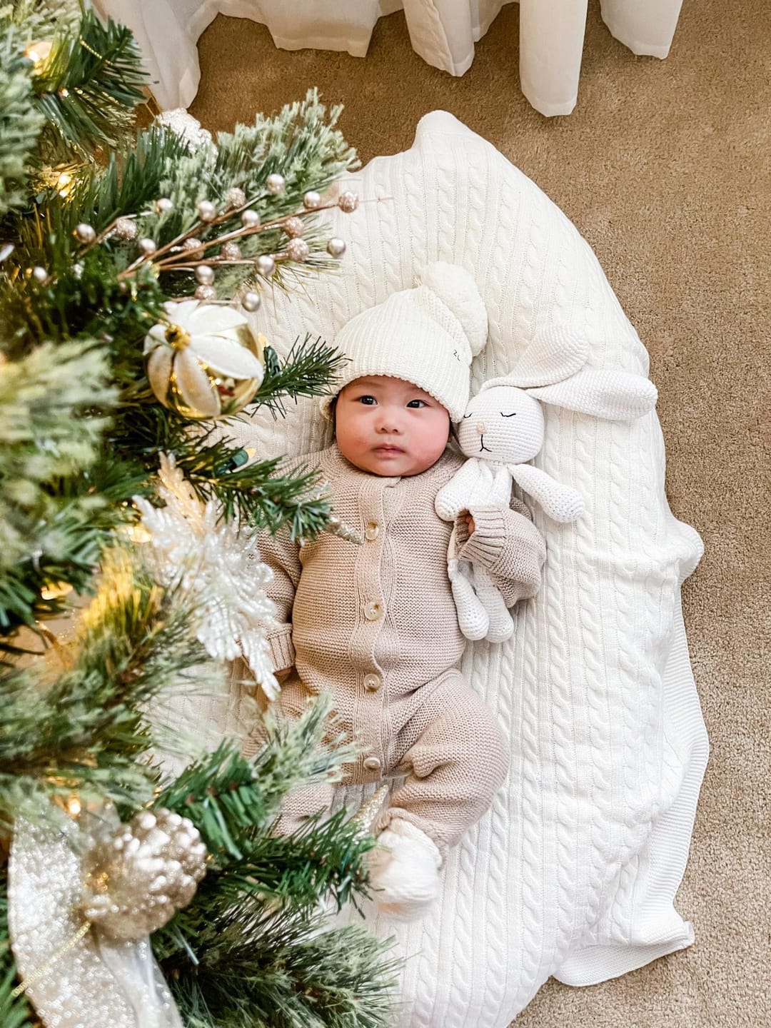 Customer photo review of Luna + Luca Classic Purl Knit Jumpsuit - Heather Beige