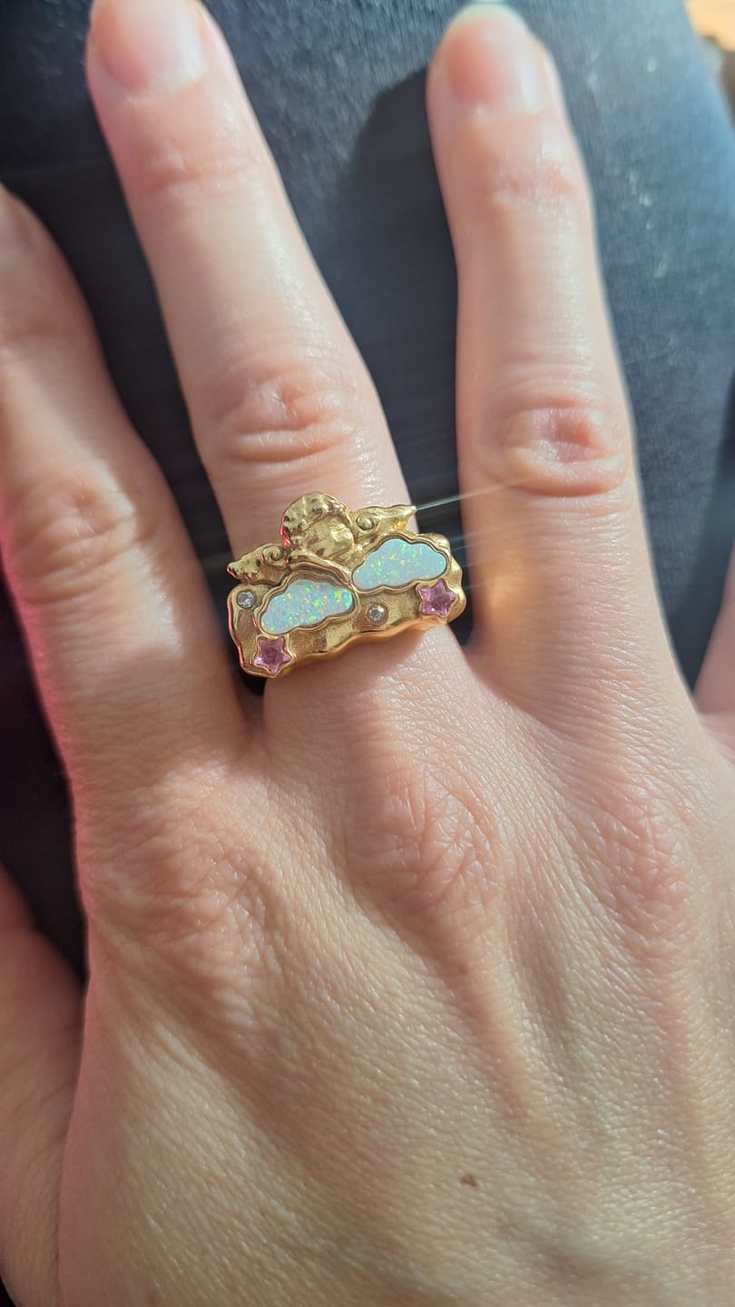 Customer photo review of Cherub Opal Cloud Ring Gold