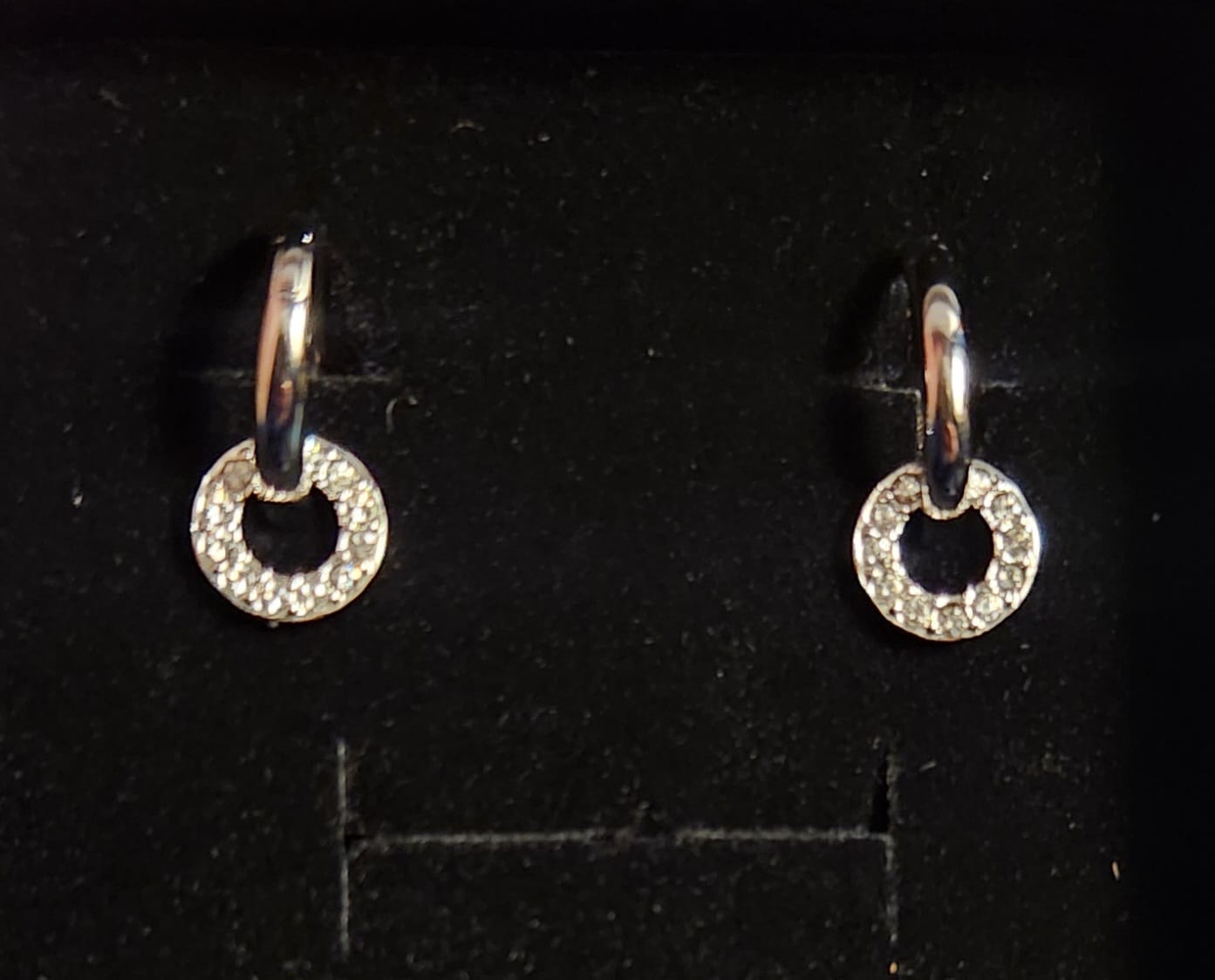 Customer photo review of Nala 18k White Gold Plated 14mm Hoop Earrings with Swarovski Crystals