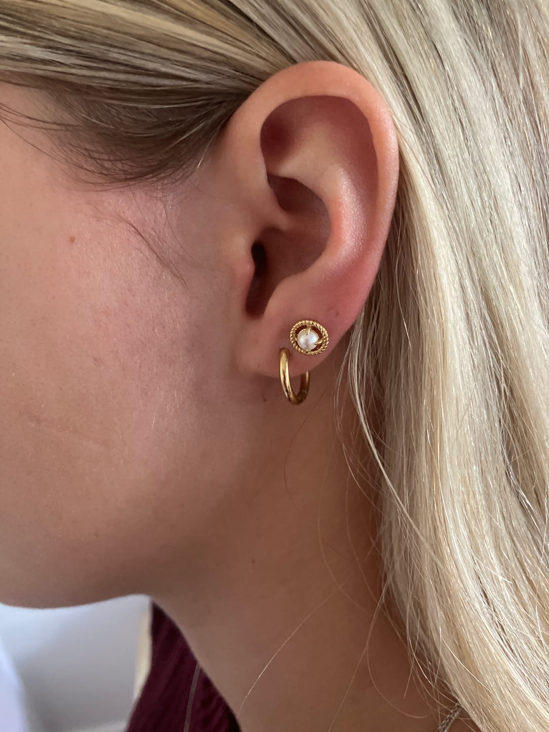 Customer photo review of Vintage Pearl Mini Studs
