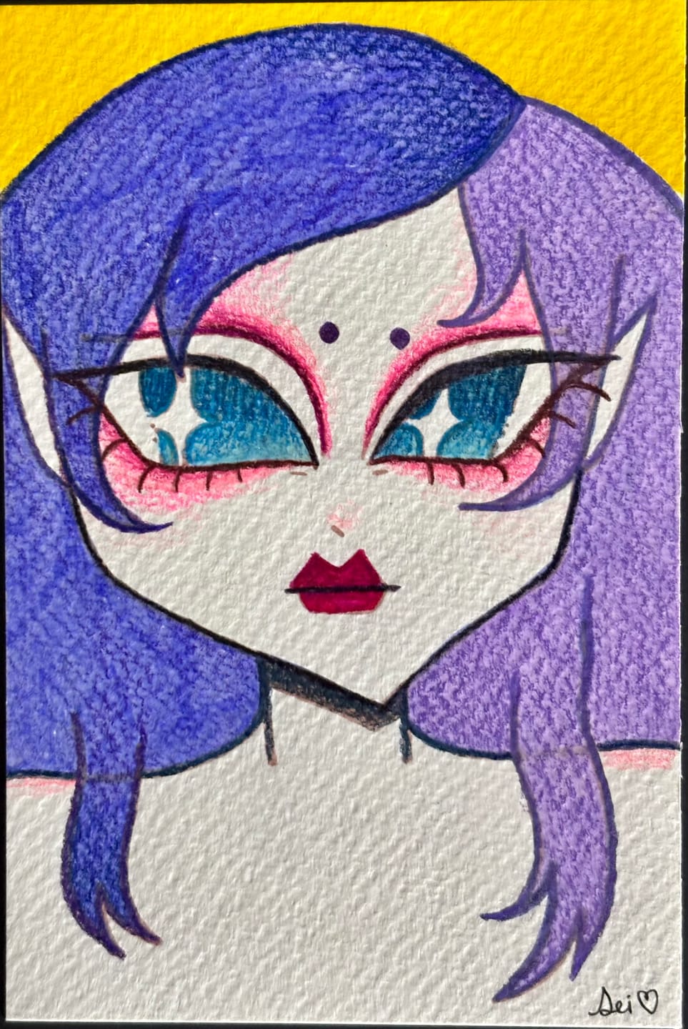 Customer photo review of purple haired girl