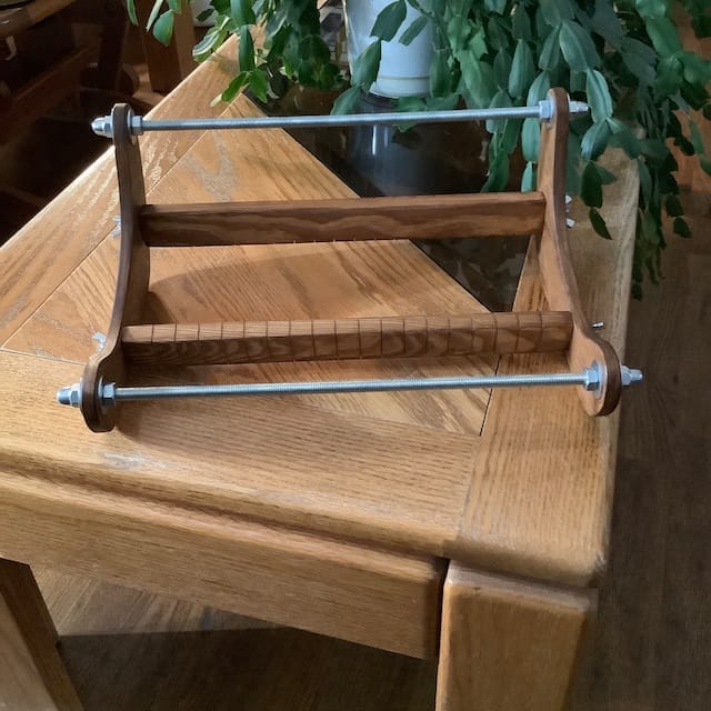 Customer photo review of Dark Wooden Loom for LONG seed beadwork weaving
