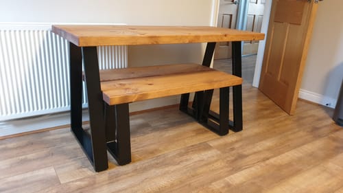Customer photo review of English oak Industrial Dining Table with Trapezium Leg
