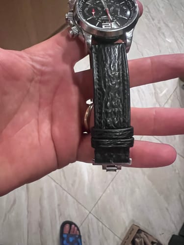 Customer review photo of a black shark skin watch strap