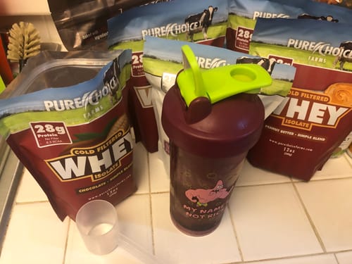 Customer photo review of Whey Protein Isolate Flight   Try all 5 flavors!
