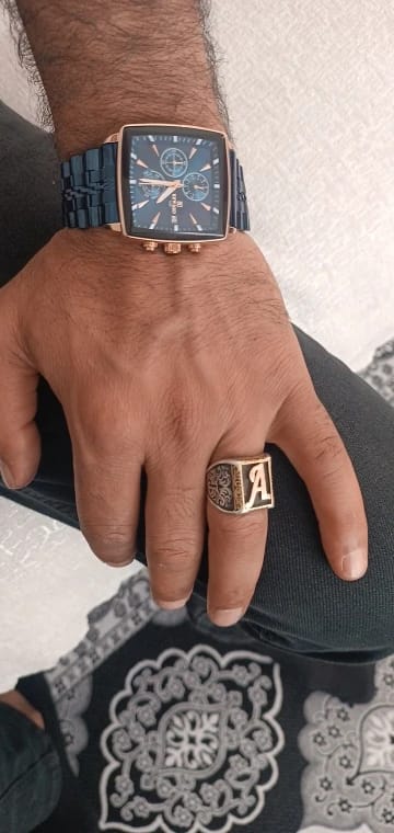 Customer photo review of Square-Dial Stainless Steel Watch Chronograph — Rose Gold | KIMLUD