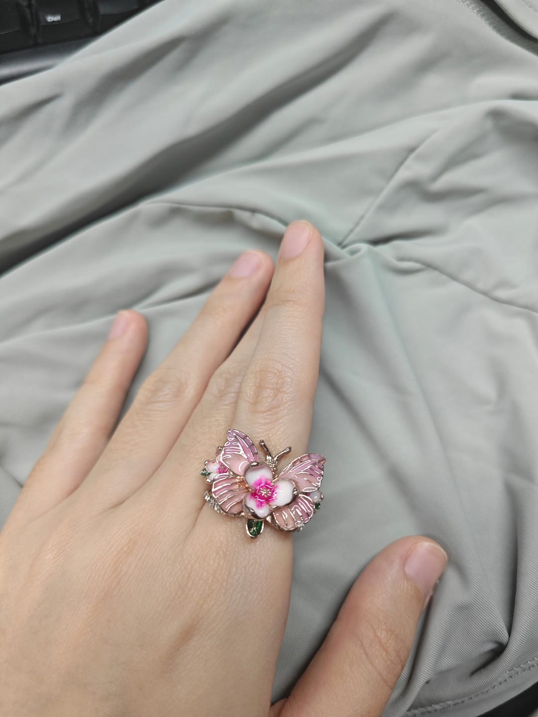 Customer photo review of FREE Today: Whispering Blossoms Butterfly Ring