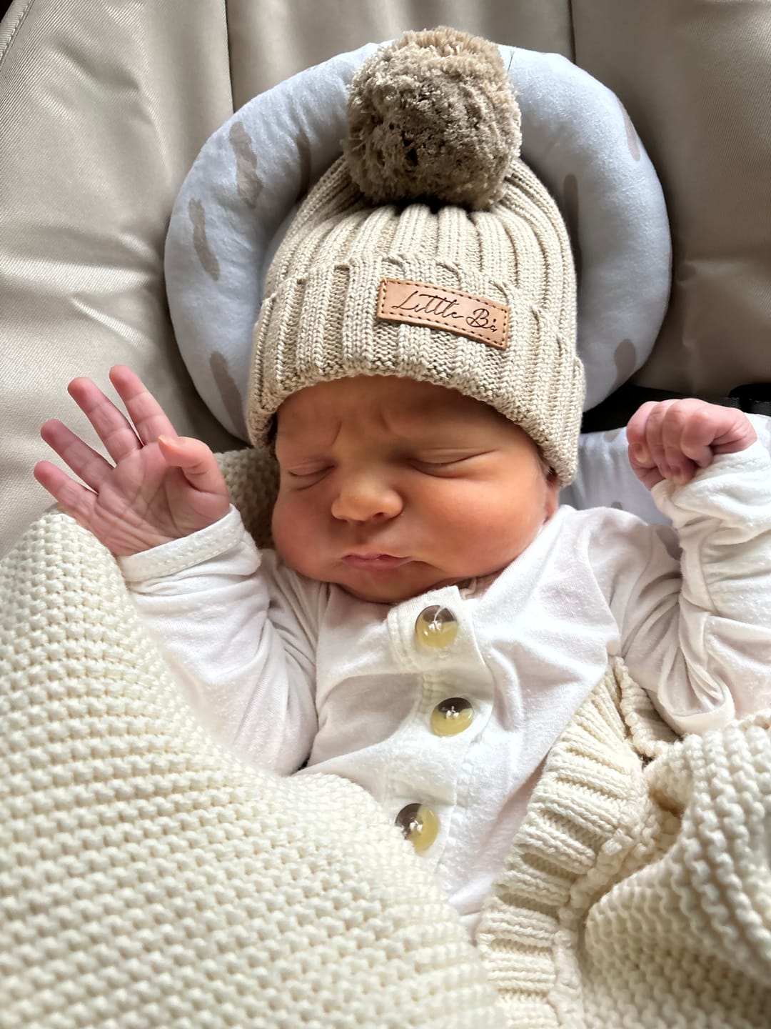 Customer photo review of Little B's Ribbed Beanie - Oak
