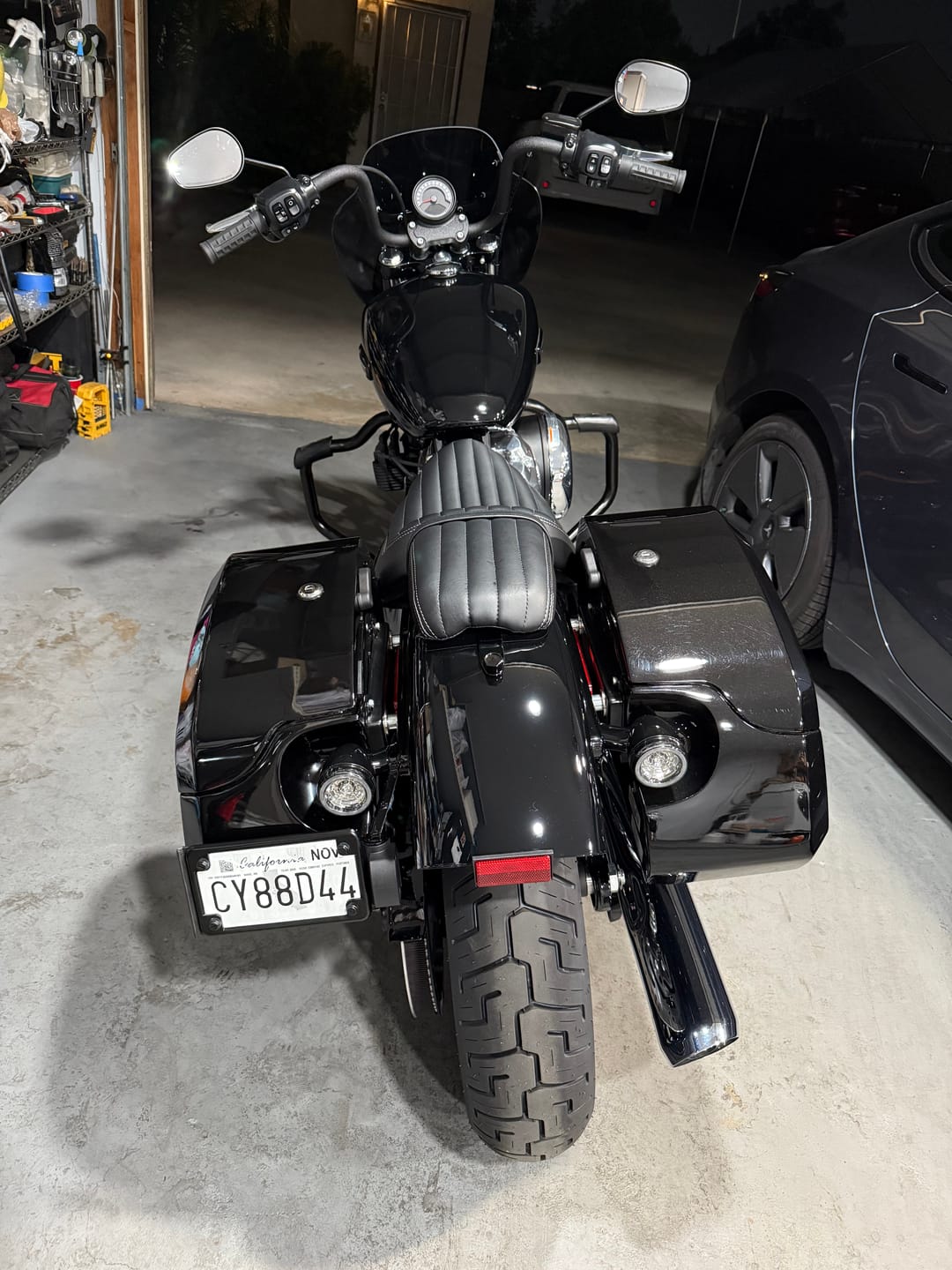 Customer photo review of 32L - Darkin Large Quick Mount Painted Hard Saddlebags for Harley Softail Street Bob FXBB