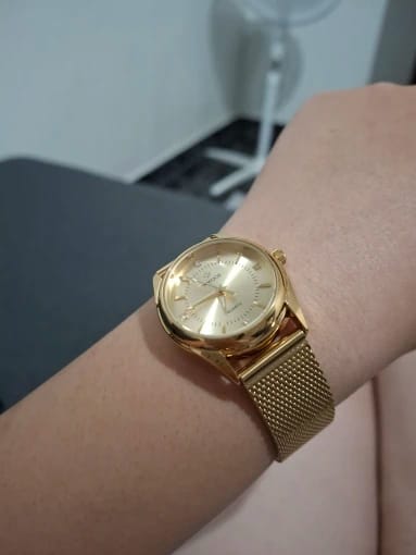 Customer photo review of Gold-Tone Dress Watch Diamond Dial — Gold | KIMLUD