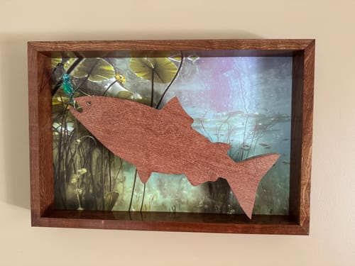 Customer photo review of 17.75x8" Salmon Fish Shaped Serving Board Acrylic Router Template