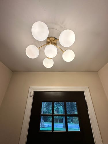 Customer photo review of Bloom Brass Frosted Glass Bubble Semi Flush Chandelier