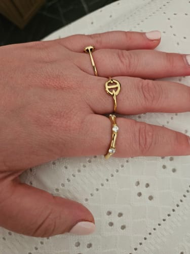 Customer photo review of Bamboo Ring With Stones