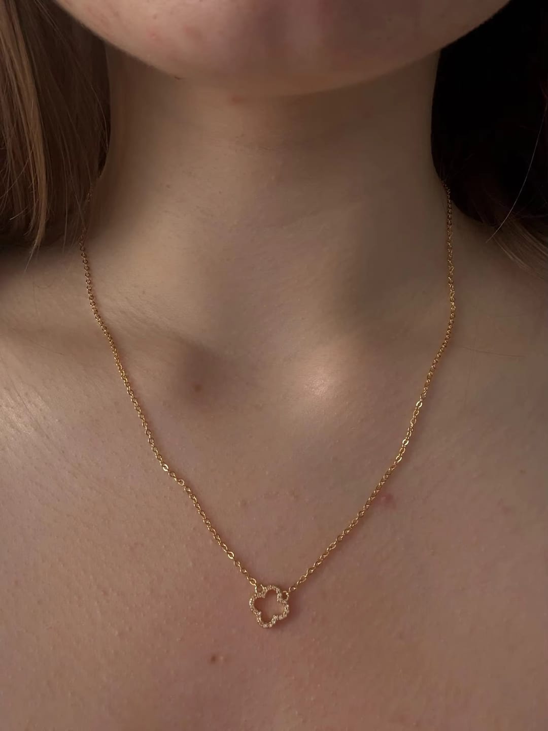Customer photo review of Aurora Clover Zirconia Necklace