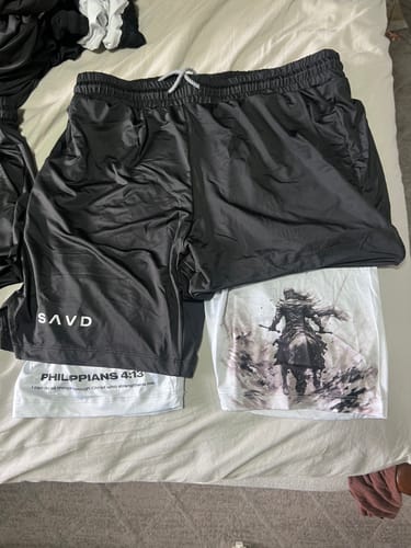 Customer photo review of Philippians 4:13 Warrior Performance Shorts