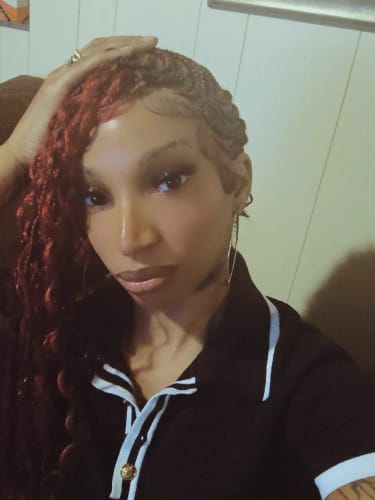 Customer photo review of Mohawk Bohemian Cornrow Style (Black Color, Waist Length, Swiss Full Lace)