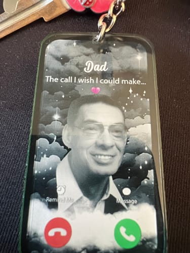 Customer photo review of The Call I Wish I Could Take Memorial Sympathy Gift Remembrance Keepsake Photo Personalized Acrylic Keychain