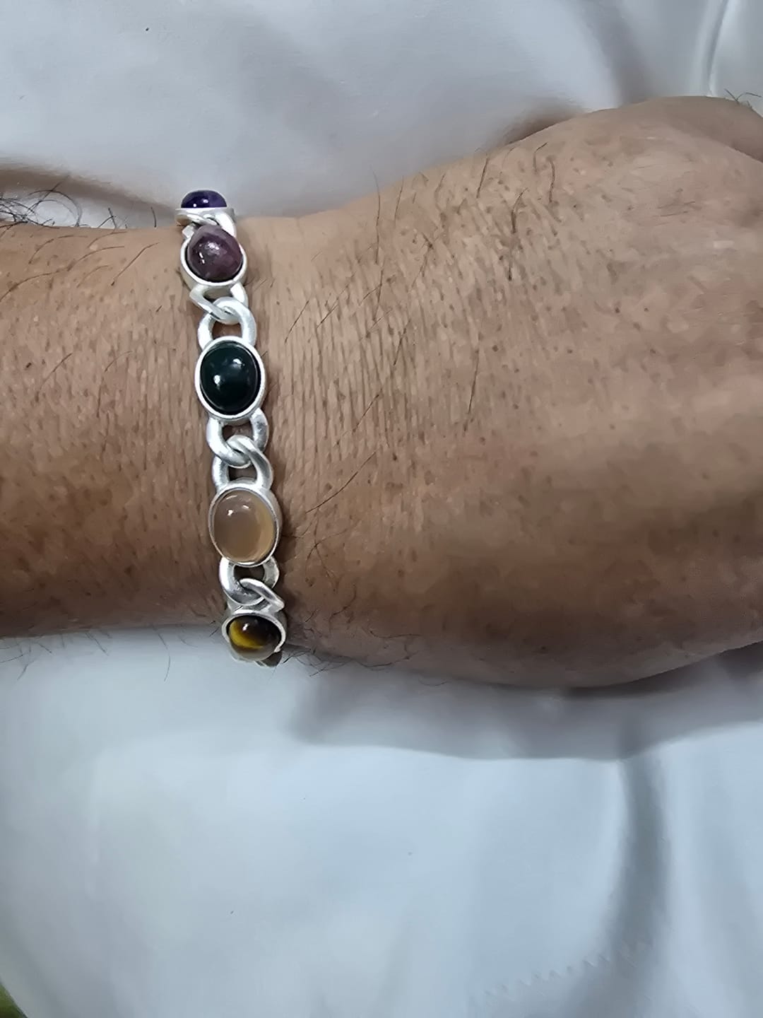 Customer photo review of 7 Gemstones Chakra Balancing Bracelet,  Silver Plated, For Men