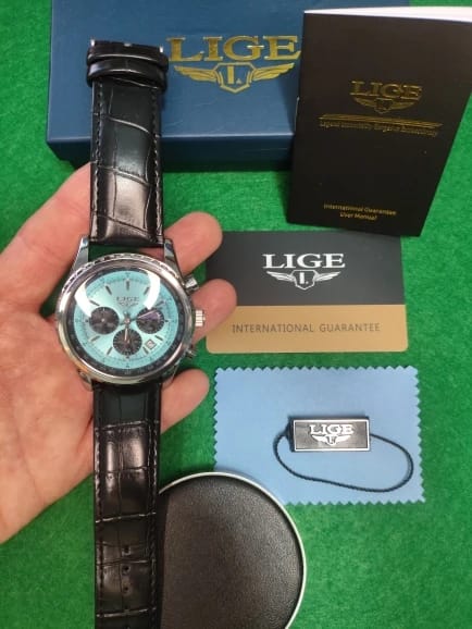 Customer photo review of Leather Strap Quartz Watch Chronograph — Rose Gold | KIMLUD