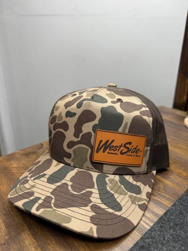 Customer photo review of Custom Leather Patch Hats Richardson CAMO Laser Engraved