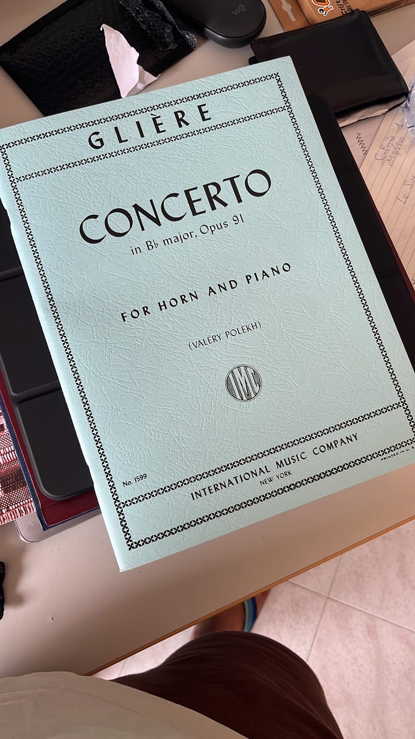 Customer photo review of Concerto in Bb Major with Cadenzas Op. 91 for Horn and Piano by Reinhold Gliere ed. Polekh