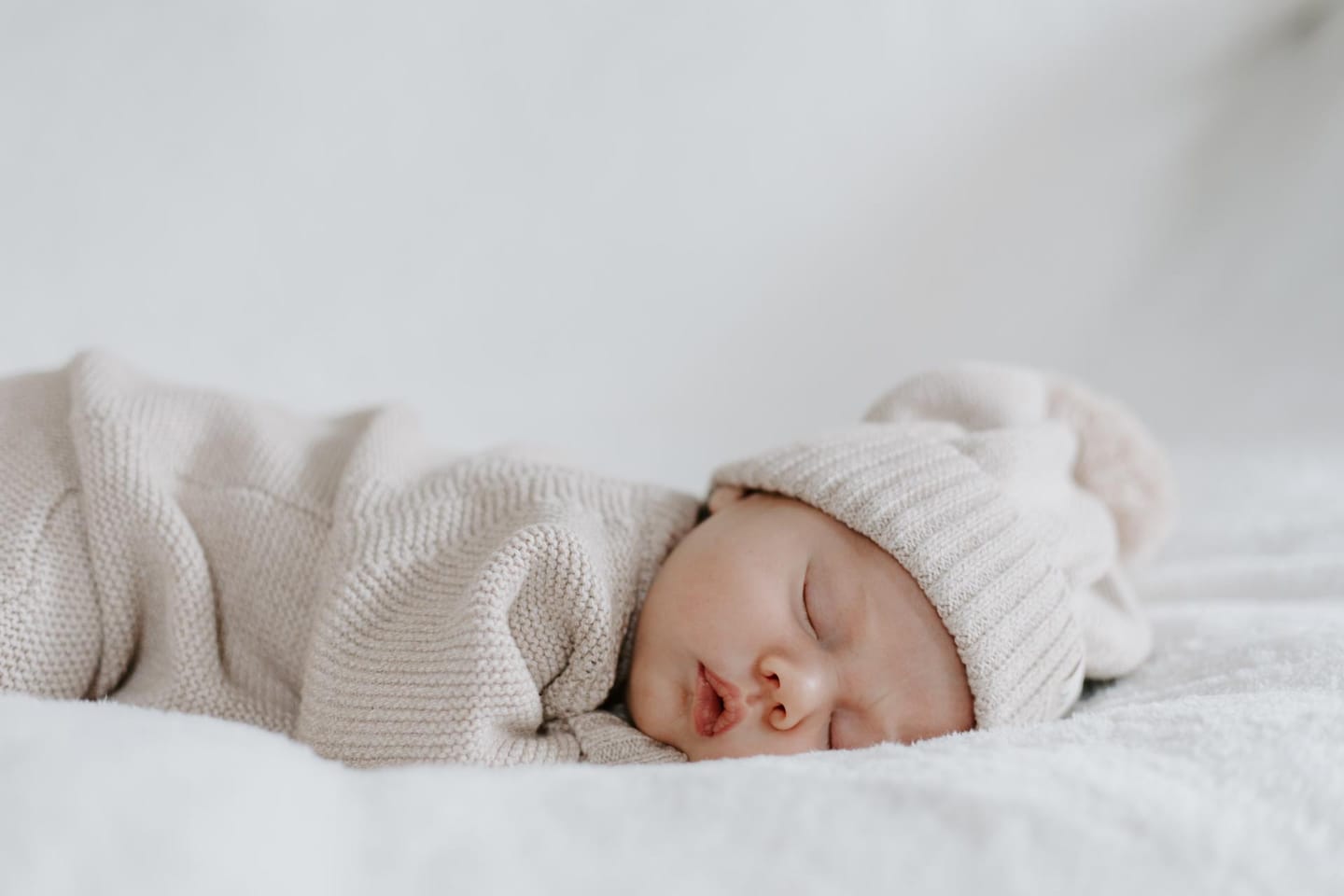 Customer photo review of Luna + Luca Pom Beanie - Heather Beige
