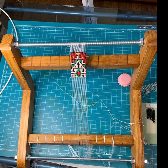 Customer photo review of Dark Modern Loom for LONG seed beadwork weaving