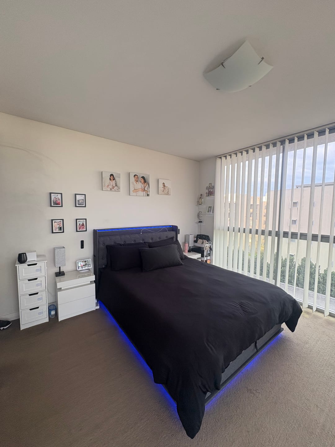 Customer photo review of Queen Gas Lift Bed Frame with LED & USB Ports