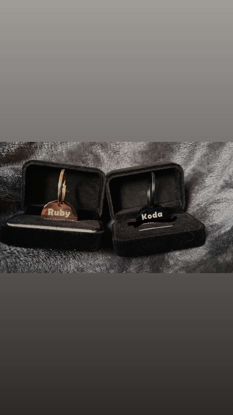 Customer photo review of Dog ID Tag - Rose Gold (With Gift Box)