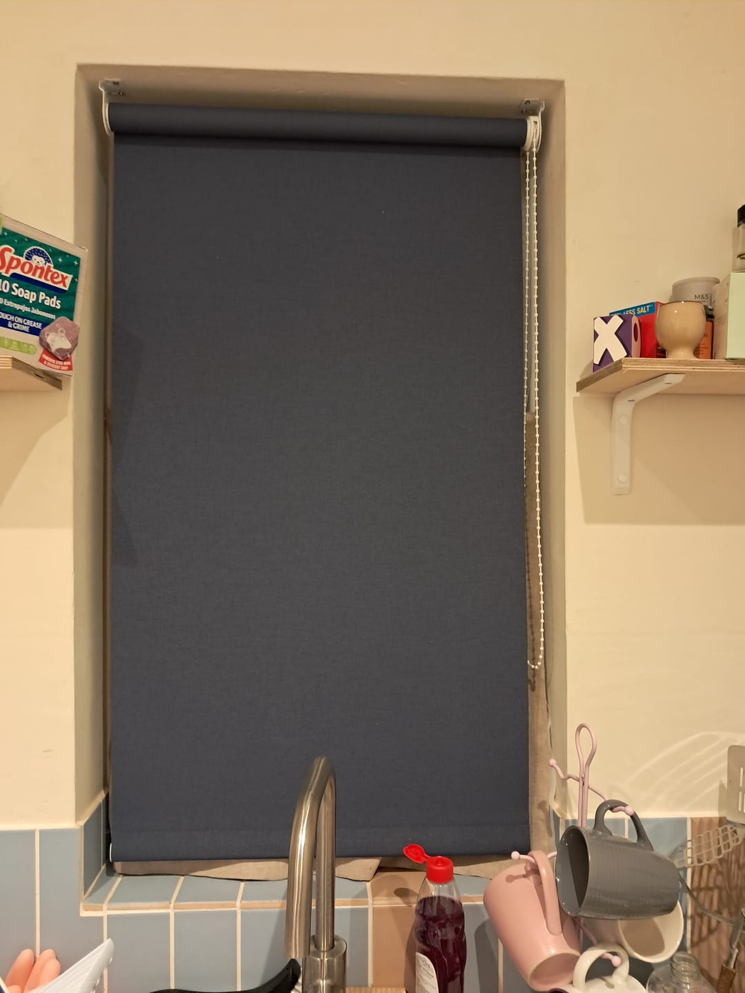 Customer photo review of Splash Indigo Roller Blinds