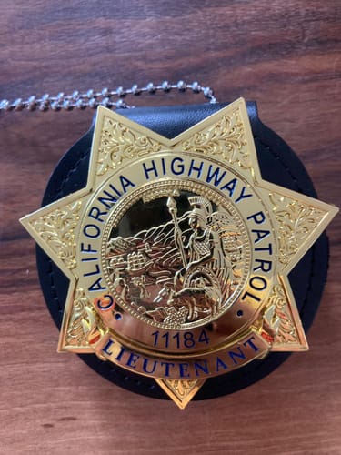 Customer photo review of US CHP California Highway Patrol Badge Replica Movie Props Customizable Number & Name