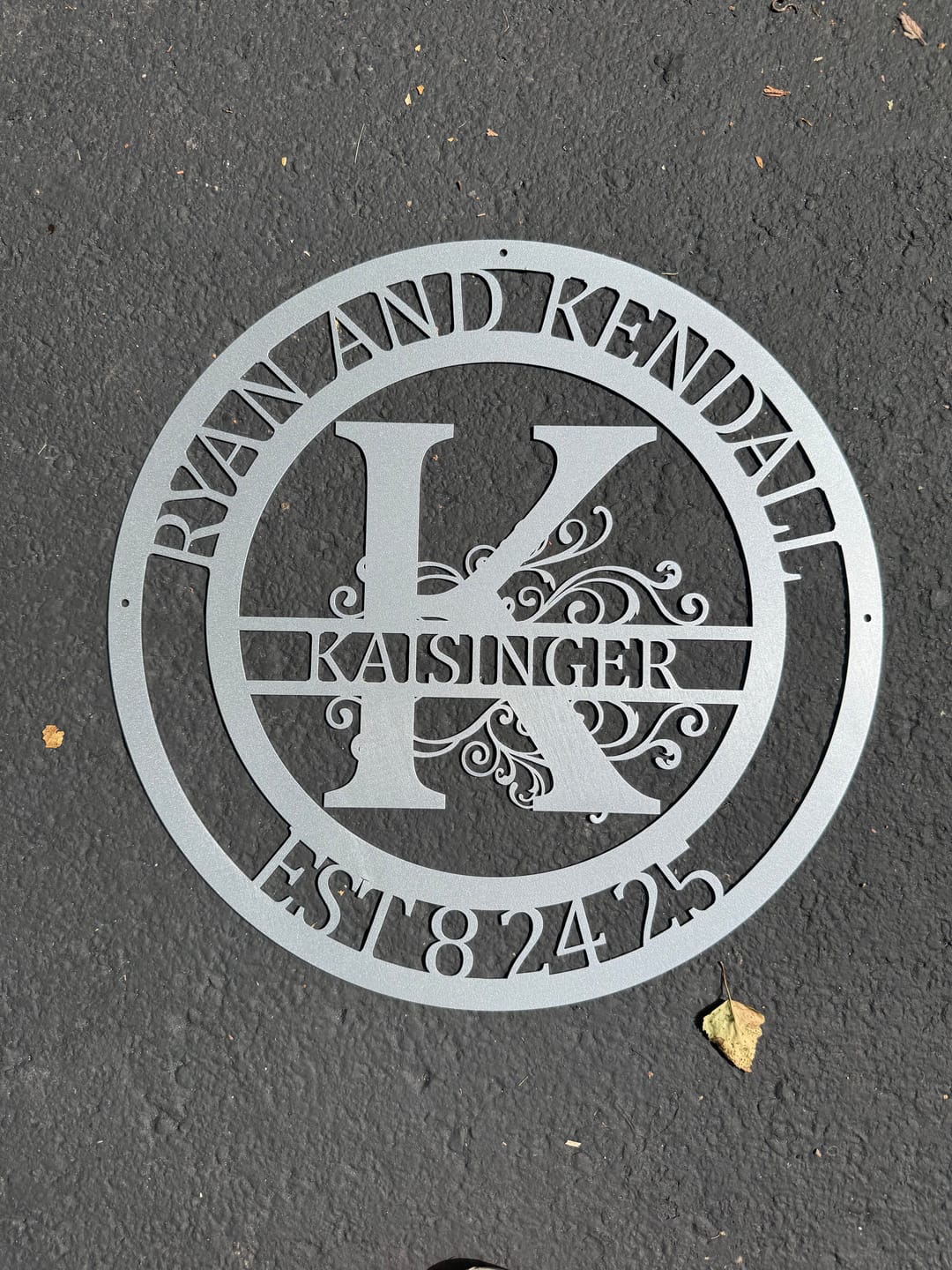 Customer photo review of Custom Metal Family Established Monogram Wall Art - 20+ Color Options
