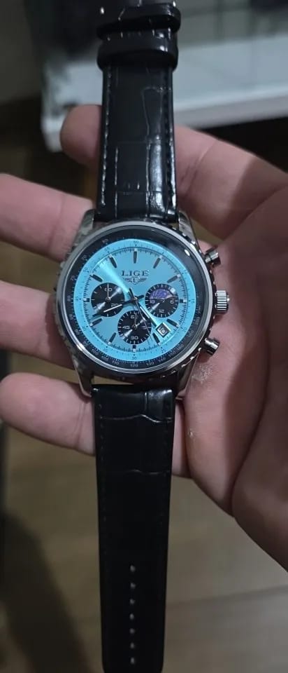 Customer photo review of Leather Strap Quartz Watch Chronograph — Rose Gold | KIMLUD