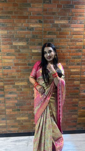 Customer photo review of Sandy Brown Zari Weaving Kanjivaram Silk Saree