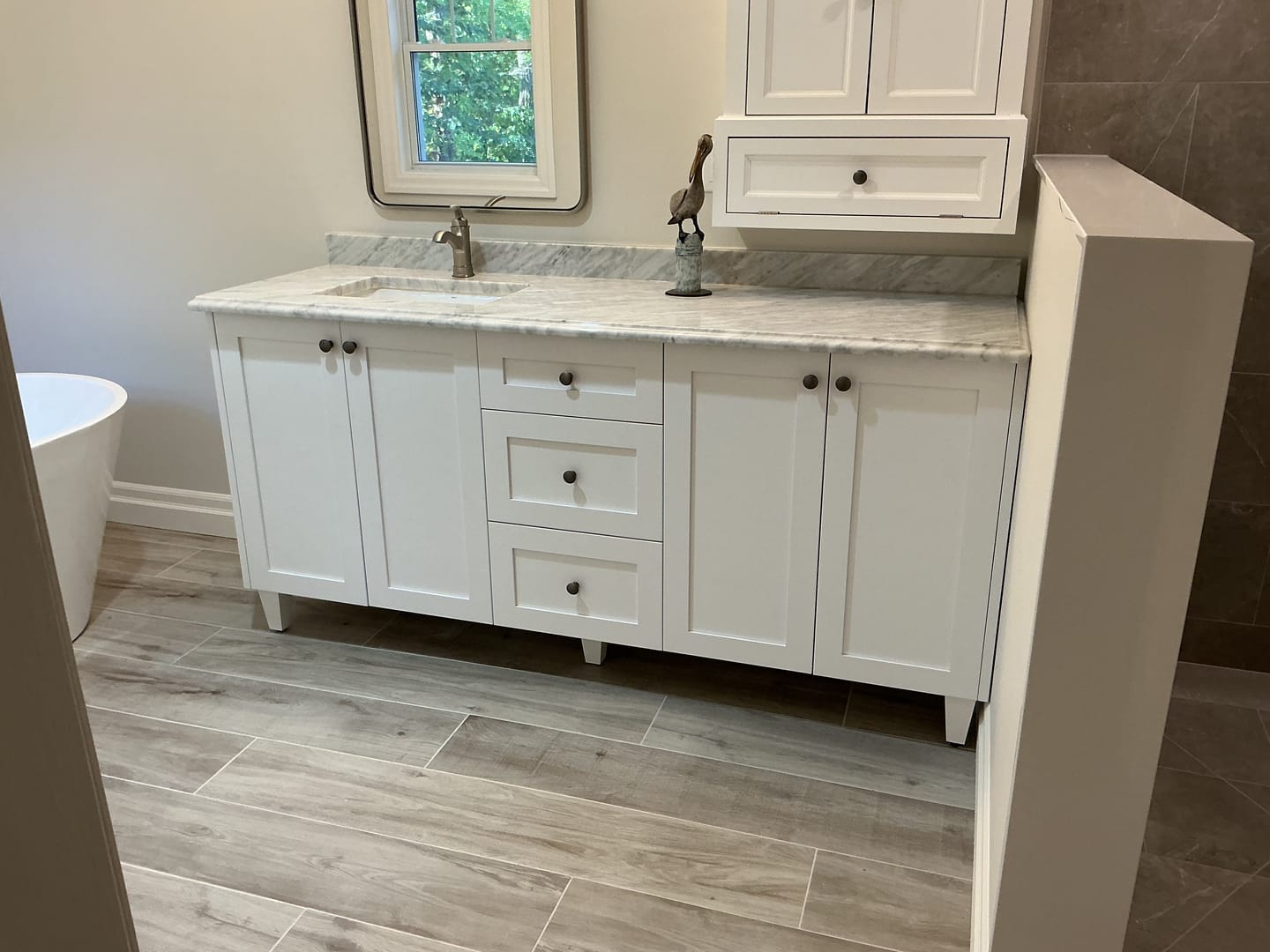 Customer photo review of Bridgeport 72" Satin White Bathroom Vanity, Double Sink