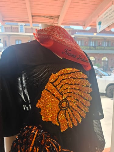 Customer photo review of Orange Sequin on Velvet