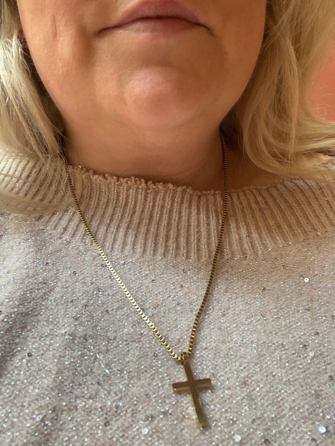 Customer photo review of Classic Cross & Box Chain