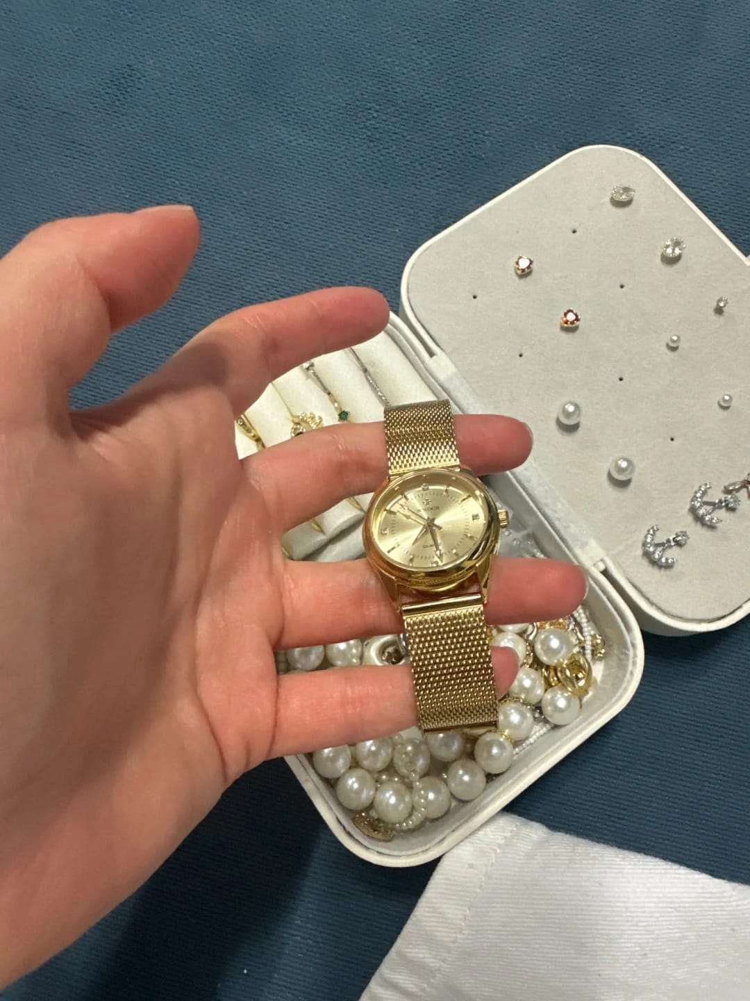 Customer photo review of Gold-Tone Dress Watch Diamond Dial — Gold | KIMLUD