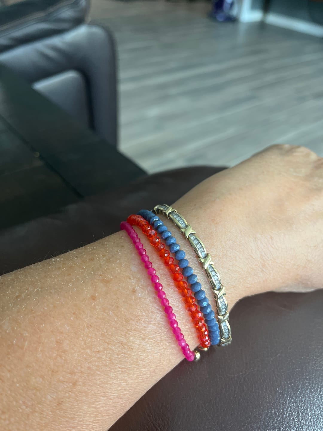 Customer photo review of Denim Adult Bracelet (4mm Beads)