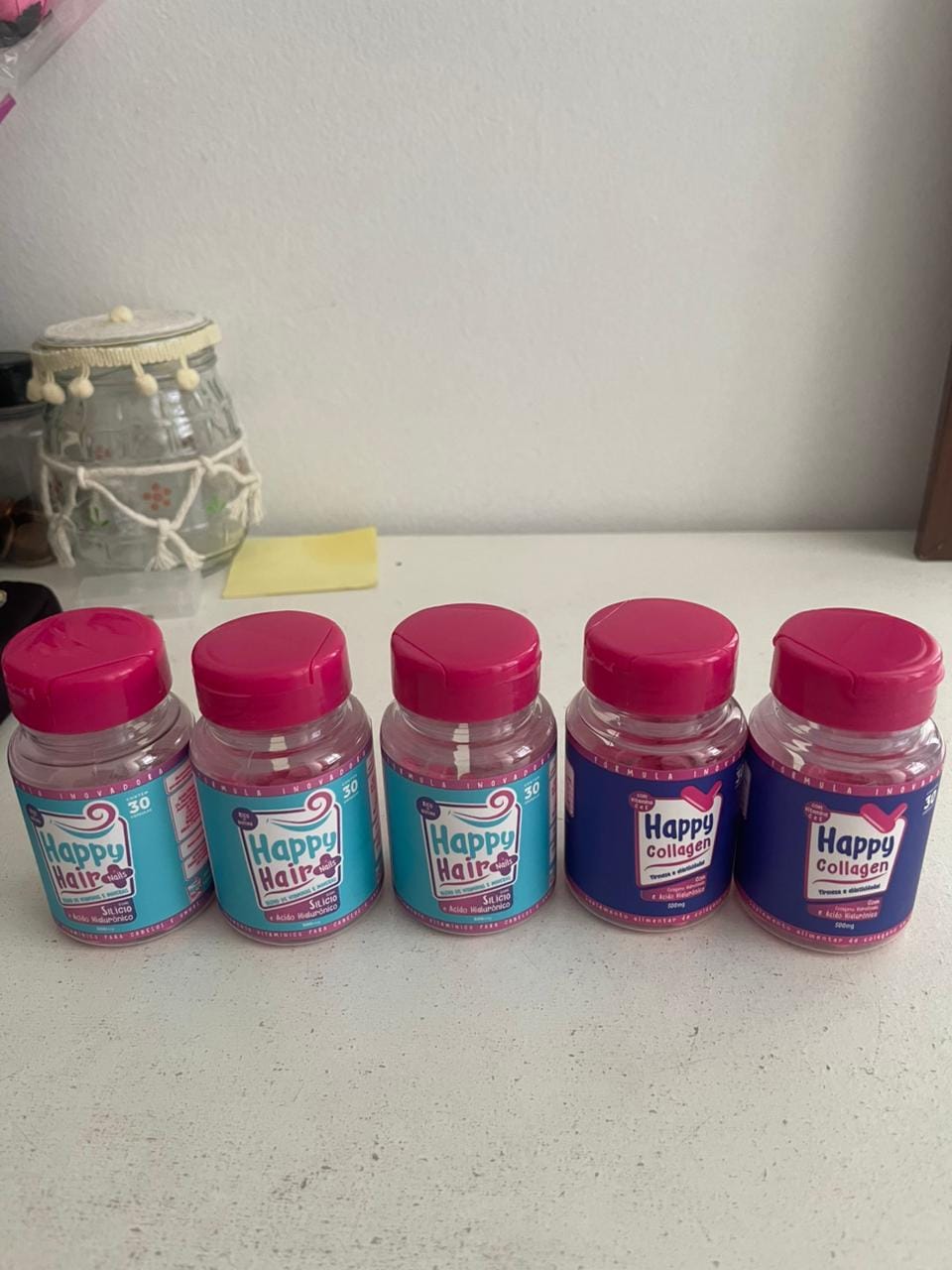 Customer photo review of Happy Hair 3 Potes + 3 Potes Grátis (Total 6 Potes)