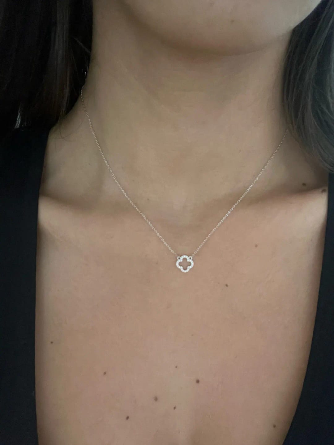Customer photo review of Aurora Clover Zirconia Necklace